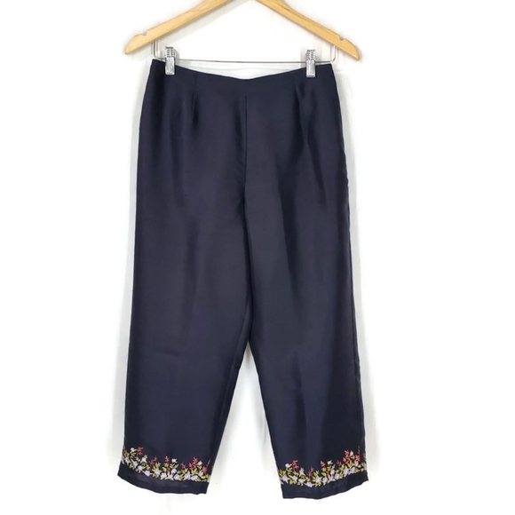 CLIO 100% Silk Top & Pants Set Green Wrap Top Black Pants Size S Top Size 4 Pant - Picture 12 of 16